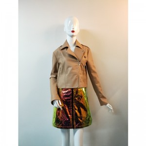 ブラウンPUバイカージャケットRLWPJ0006N