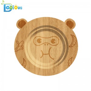 100％有機竹の赤ちゃん用具こぼれ防止竹吸引プレート安全で無毒な竹プレート付きシリコン吸引