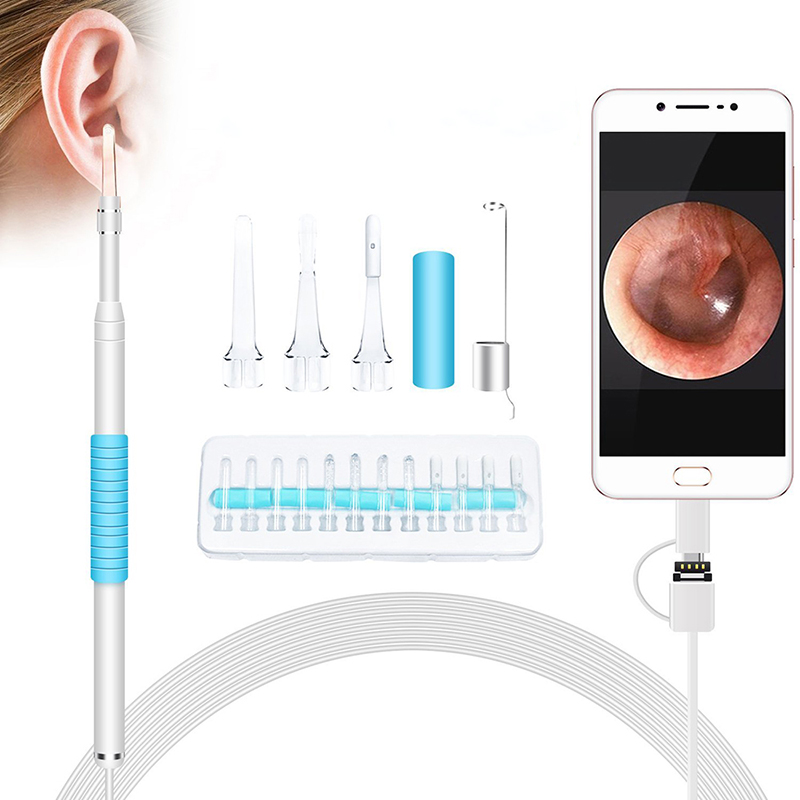 1つのBorescopeの点検耳のワックスの除去剤用具720Pに付きOtoscope 3つ6調節可能なLEDが付いている防水カメラアンドロイドおよびiOSと互換性がある