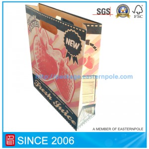 茶色のリサイクル素材紙袋、型抜きハンドル