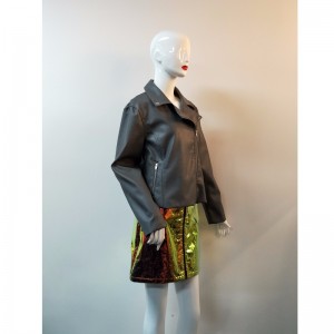 ブラックPUバイカージャケットRLWPJ0014N