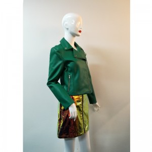 グリーンPUバイカージャケットRLWPJ0011N