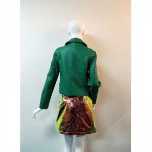 グリーンPUバイカージャケットRLWPJ0011N