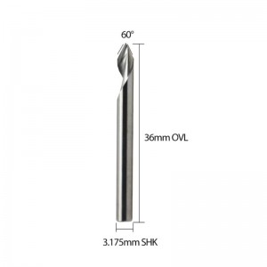 スパイラル60度v溝彫刻ツールフラットボトムcncルータビット1/8インチシャンク用アルミMDFハードウッド銅5ピース