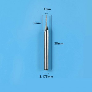 超硬ミリングビット、ダブルフルートスパイラル超硬フラットノーズエンドミルCNCルータービット1 mm切削径。