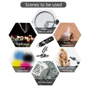 ワイヤレスデジタル顕微鏡50倍から1000倍、キャリングケースと金属製スタンド付き8 LED倍率内視鏡カメラ、Android Windows 7 8 10 Linux Macに対応