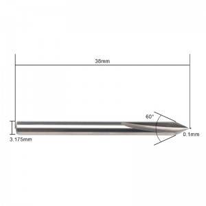 60度Vビット、EnPoint金属彫刻ビット超硬タフチップコーン形状CNC彫刻ビット、2枚刃1/8 \