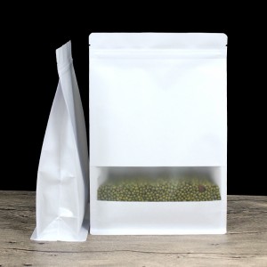 ホワイトペーパー包装袋フロストウィンドウスタンドアップサイドマチジッパー包装袋ジップロック小売店パッケージ