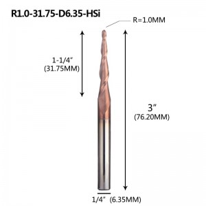 テーパーボールラジオエンドミル1/4 \