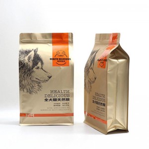 ジッパーが付いている平底のポリ袋8つの側面はペットフード袋の包装のためのポリ袋を密封しました