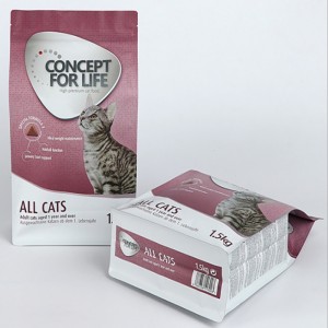 ジッパーが付いている平底のポリ袋8つの側面はペットフード袋の包装のためのポリ袋を密封しました