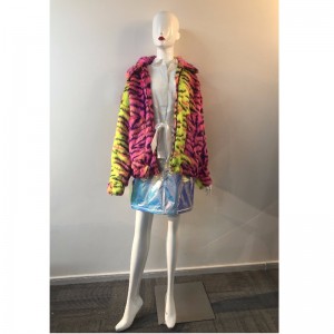 レディースストライプファーコートRLWF0019