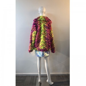 レディースストライプファーコートRLWF0019