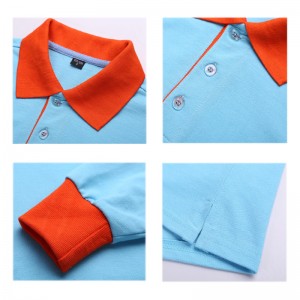 コントラストカラーの長袖シャツ