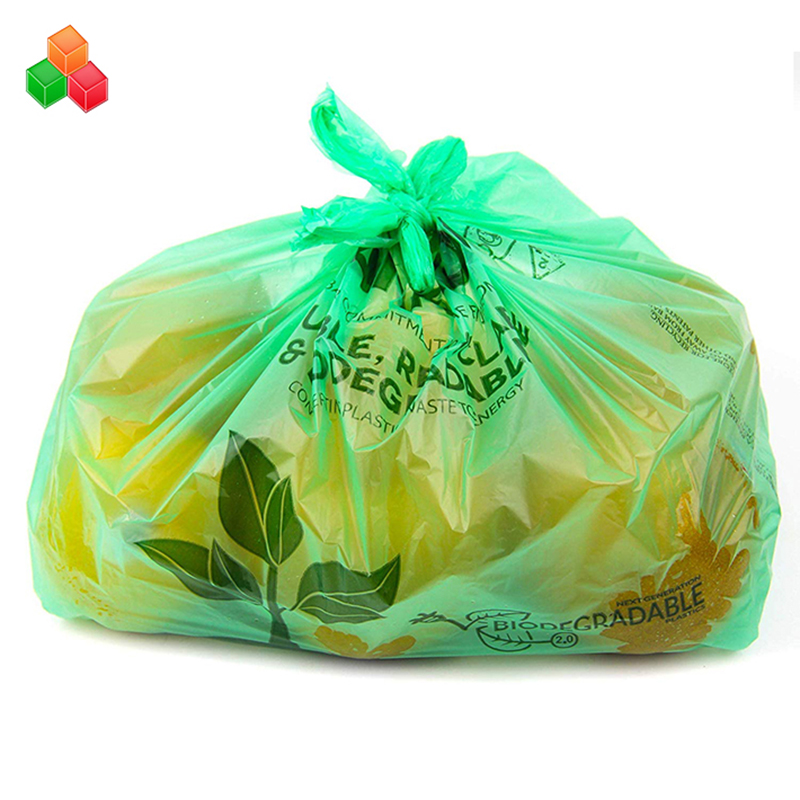 プロモーションカスタムロゴ色非毒性100％堆肥化可能な生分解性pe + d2wプラスチックゴミ箱ショッピングバッグロール