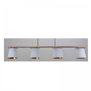 布製シェード付きペンダントランプ、金色の白いシェード