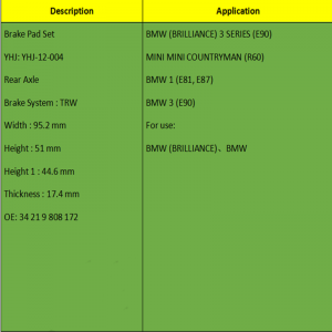 ブレーキパッド（OE：3421 9808172）