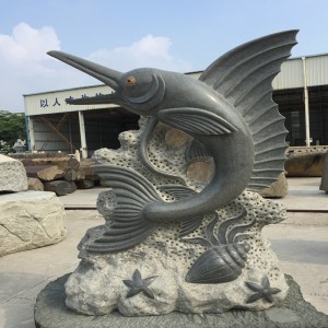 大規模な恐竜イルカサメの石の彫刻と彫刻ナチュラルピュアハンドワークアートワーク