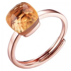 925スターリングシルバーダークシャンパンバイオレットアメジスト宝石女性リング