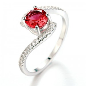 女性用エンゲージリングアメジストキュービックジルコニアリングルビーリングプロミスリング