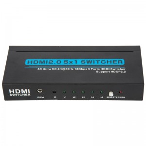 V2.0 HDMI 5x1スイッチャーサポート3D Ultra HD 4Kx2K @ 60Hz HDCP2.2