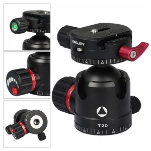 パノラマクイックリリースプレート付きKingjoy T20ロープロファイルボールヘッド