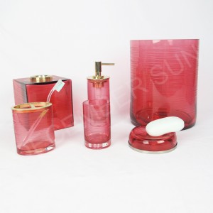 カラー浮遊ガラス製バスルームアクセサリーセット付きの丸い彫刻ストライプ