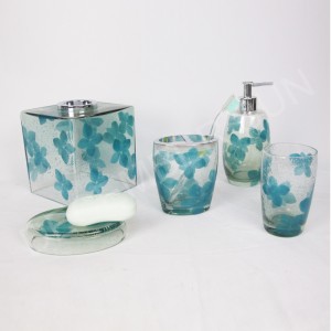 デカールバスルームアクセサリーセット付き透明ガラス