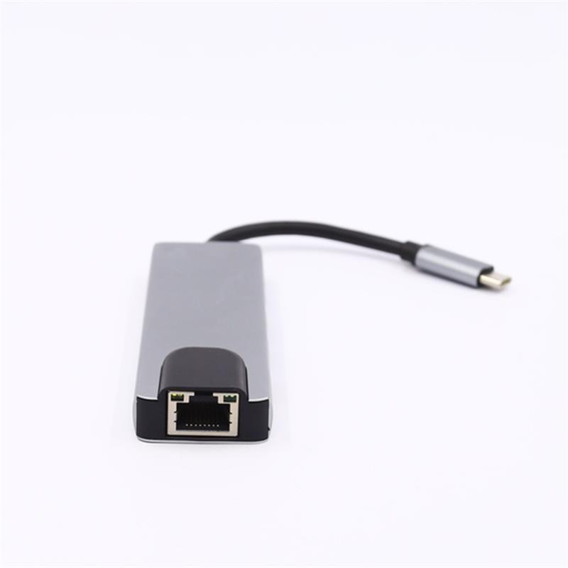 5-in-1 USB Type C-HDMI + LAN（1000M）+ USB 3.0x2 + Type Cハブアダプター