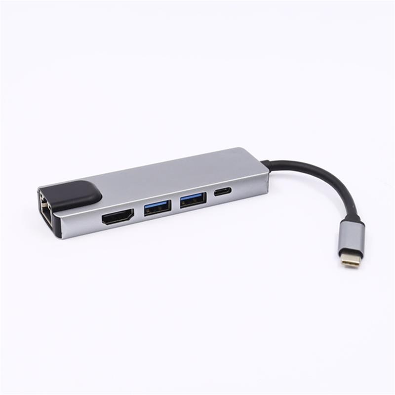 5-in-1 USB Type C-HDMI + LAN（1000M）+ USB 3.0x2 + Type Cハブアダプター