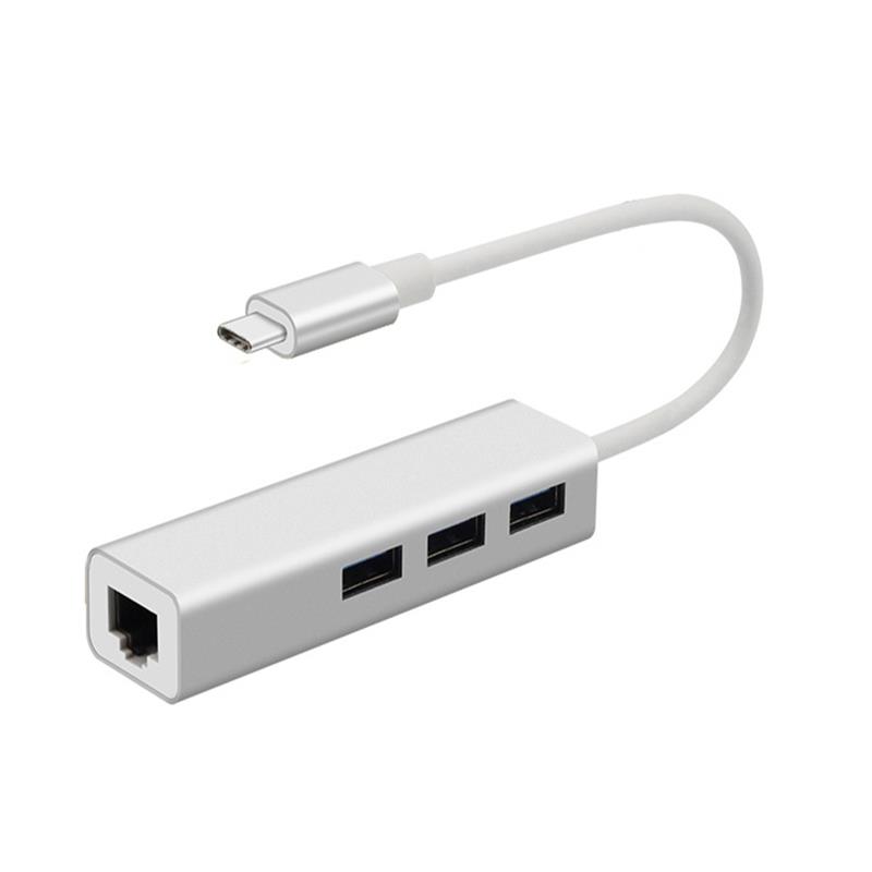 USBタイプC-LAN（1000M）+ USB 3.0x3ハブアダプター