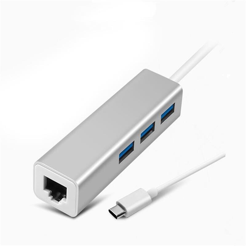 USBタイプC-LAN（1000M）+ USB 3.0x3ハブアダプター