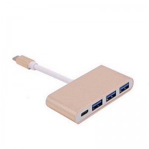 4-in-1 USB Type C-USB 3.0x3 + Type Cハブアダプター