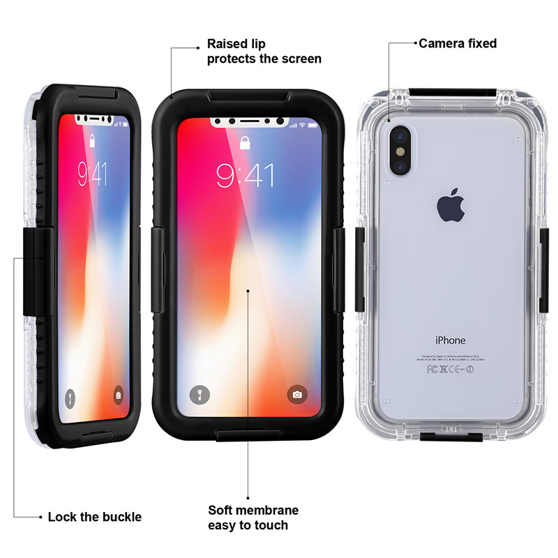 防水ケース携帯電話iphone XS防水ケース格安耐震iphoneケース（ブラック）