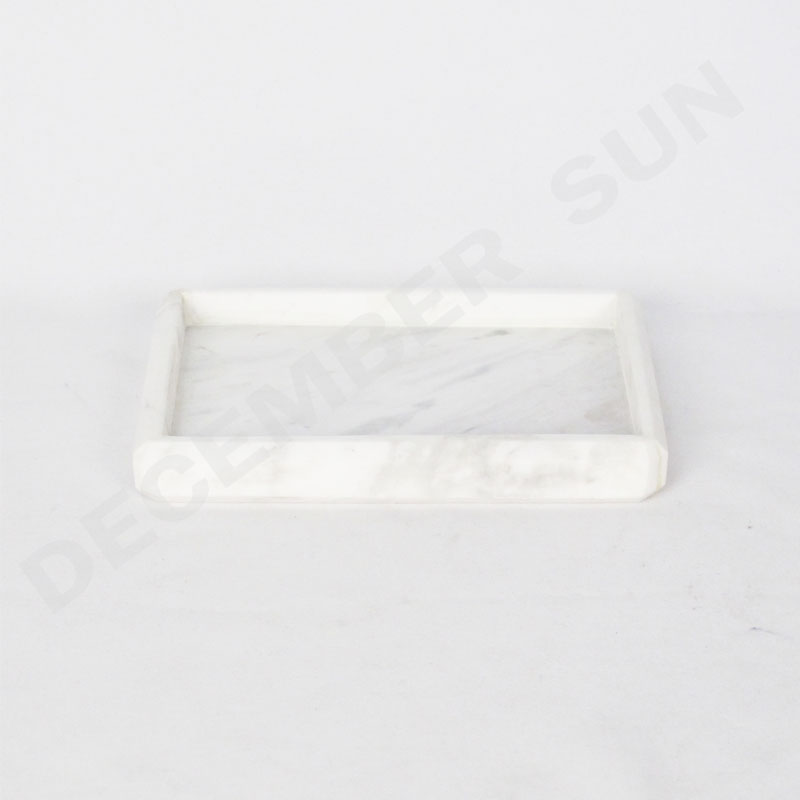 手作りの白い大理石のサービングトレイセット