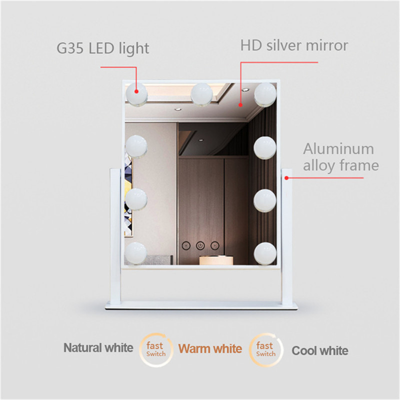 12 LED電球で洗面化粧品明るさ360回転虚栄化粧ハリウッドミラーをタッチコントロール