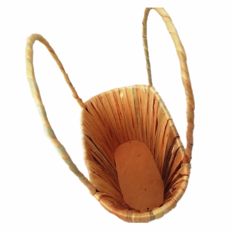 ハンドル付きストローフローラルバスケット