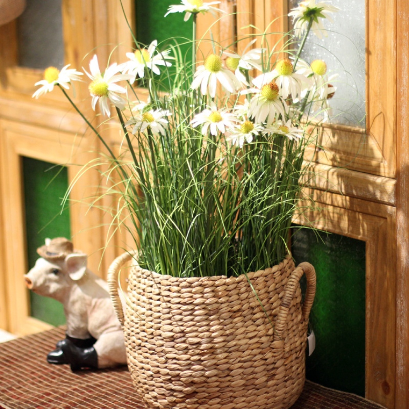 わら織り収納バスケット