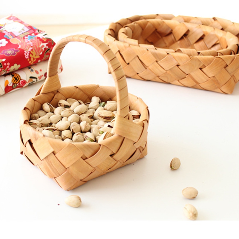 ハンドル付きホームデコレーション木製バスケット