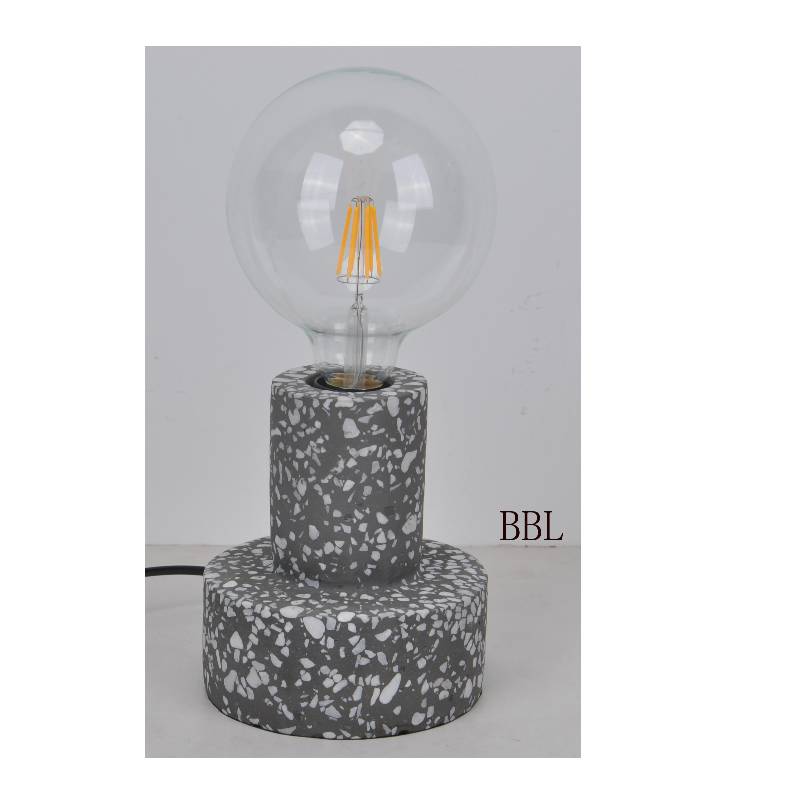 天然コンクリートモザイク丸テーブルランプ