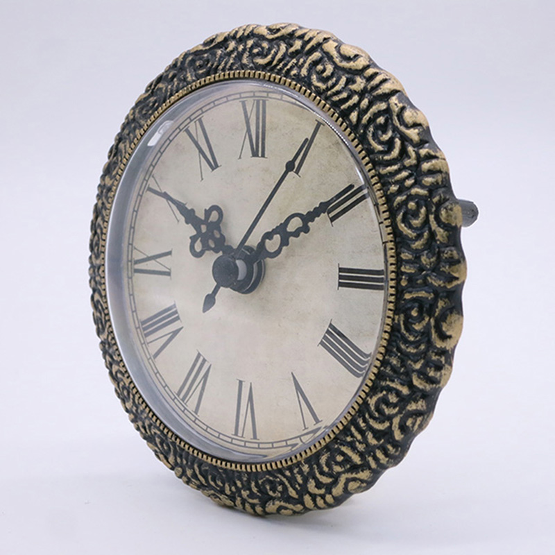 アンティークブラックウォールクロック挿入95ミリメートル直径で