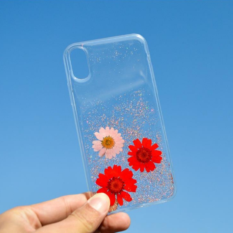 メーカーカスタムファッションアップルiPhoneX特別な真のドライフラワーエンボス加工の小さな新鮮な花のドロップ電話ケース