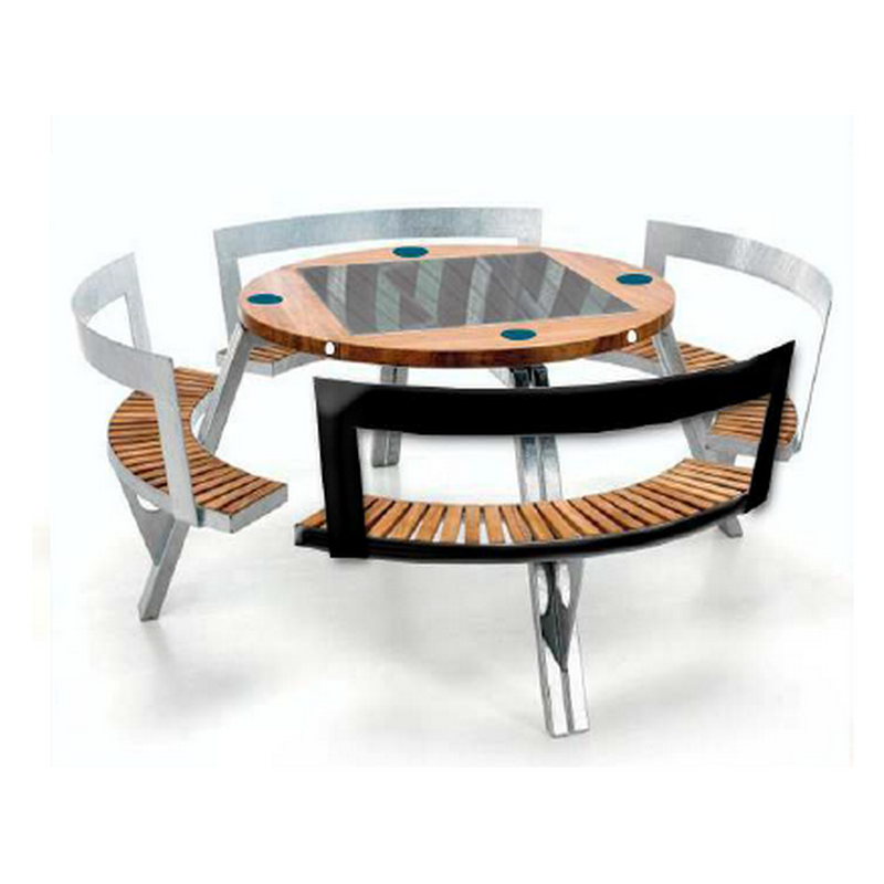 USBの電話充電器の屋外の通りの家具の太陽動力を与えられたスマートな細部の庭のテーブルのベンチの座席