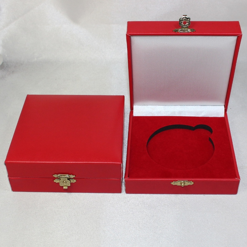 60 - 80 mmコイン、メダルなどのための正方形のプラスチック製の革製の紙ボックスボックス。100 * 100 * 40、約110 gの重さ