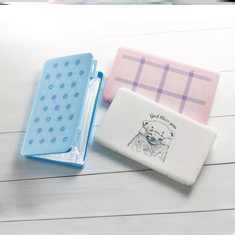 小型Colofulプラスチックフェイスカバー収納ケースポータブルプラスチックマスクカバー収納ホルダーマスクキーパートラベルボックス
