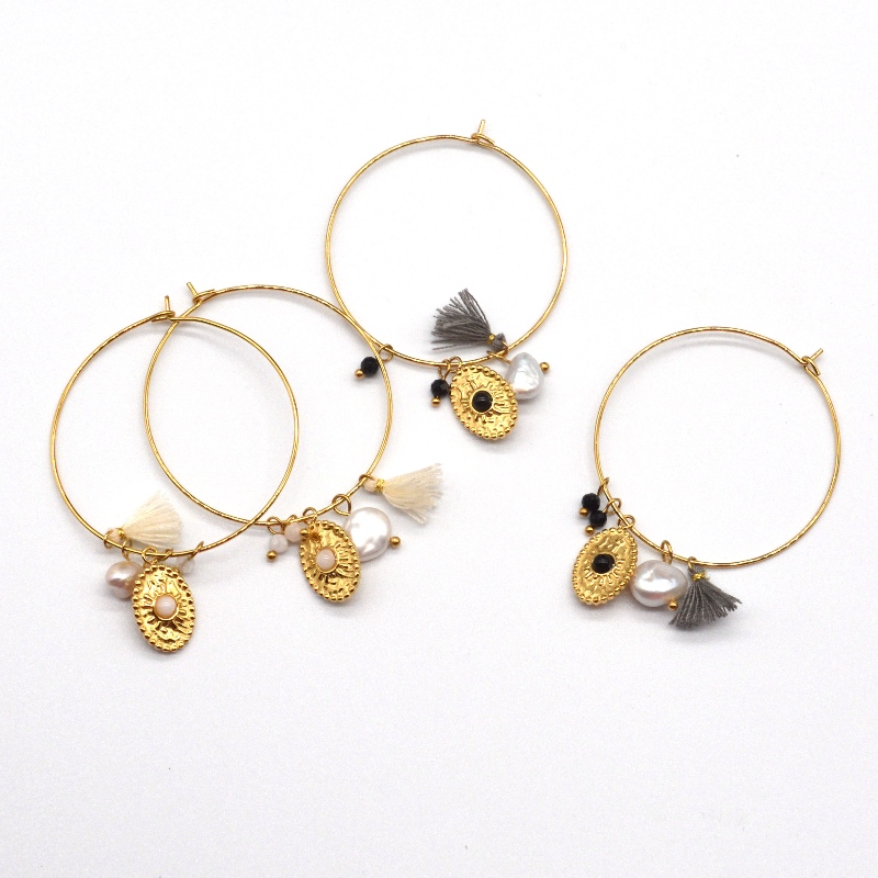 ステンレス鋼ゴールデンクラシックポリッシュラウンドチューブイヤリング、中国Ruifanbaoジュエリー加工工場