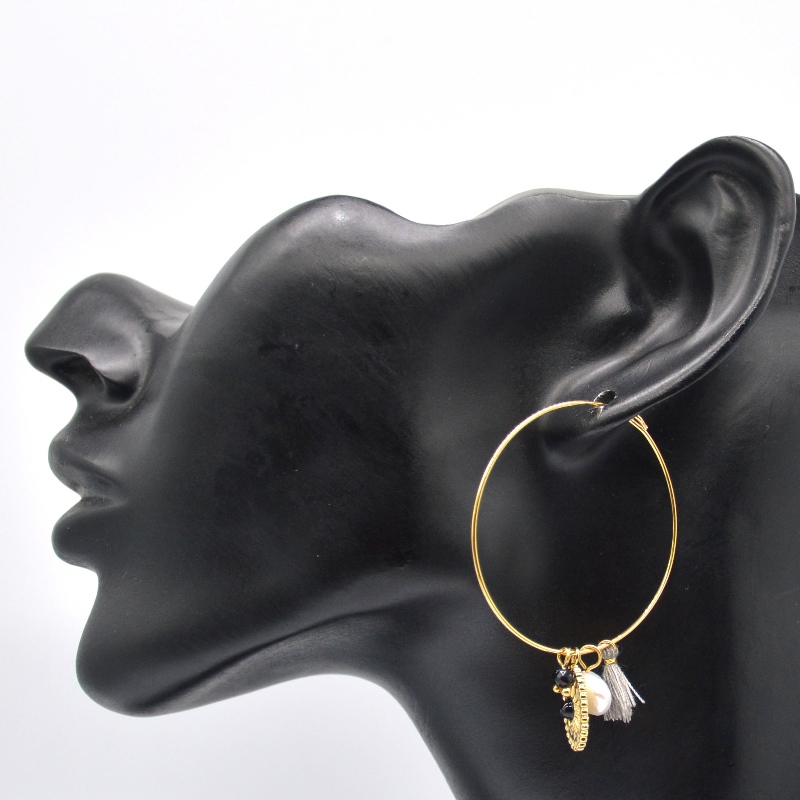 ステンレス鋼ゴールデンクラシックポリッシュラウンドチューブイヤリング、中国Ruifanbaoジュエリー加工工場