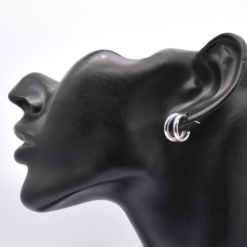 厚いシルバーフープピアスダブルCリングレトロ幾何学的な金属ロックパンクラウンドサークルぶら下がっているイヤリング女性の女の子のためのイヤリングジュエリー中国Ruifanbaoジュエリー加工工場