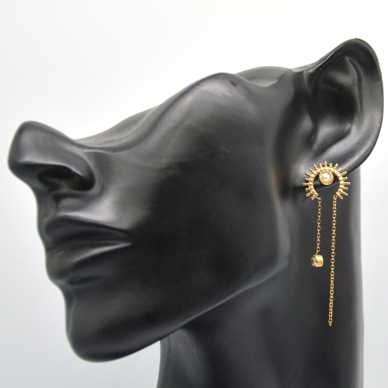 ラウンドイヤリング、タッセル、リボン真空メッキペンダント、チェーン、ペンダント、かわいいイヤリング、ジュエリー中国ルイファンバオジュエリー加工工場