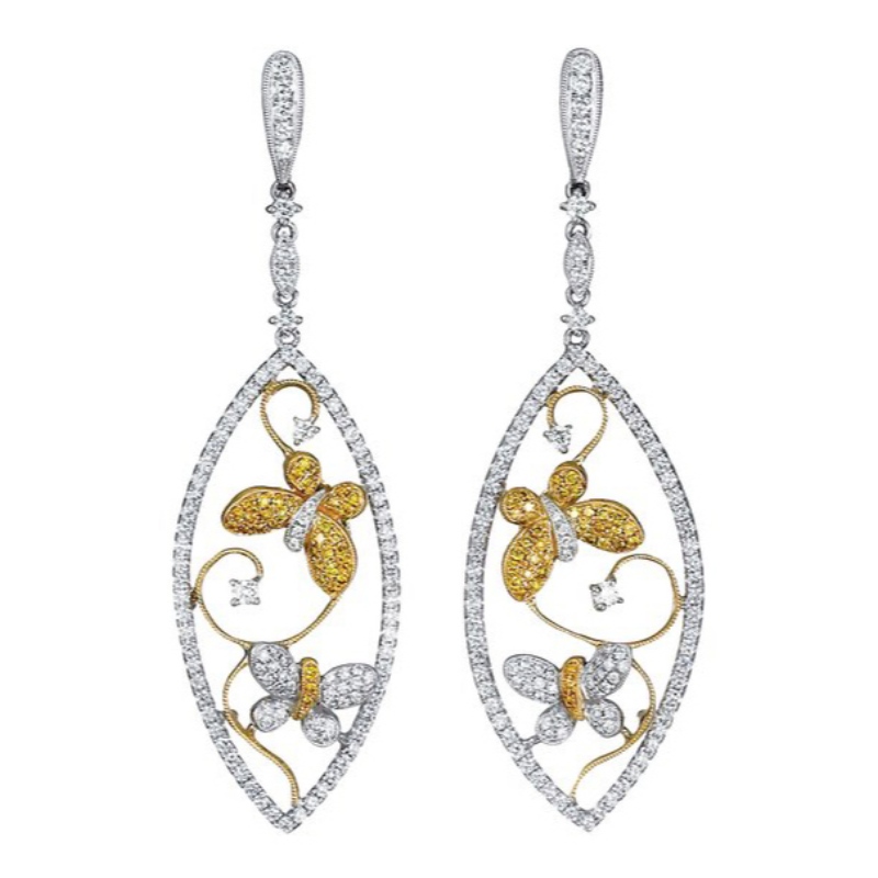 女性の葉のフレームのユニークな蝶のペンダントのイヤリング